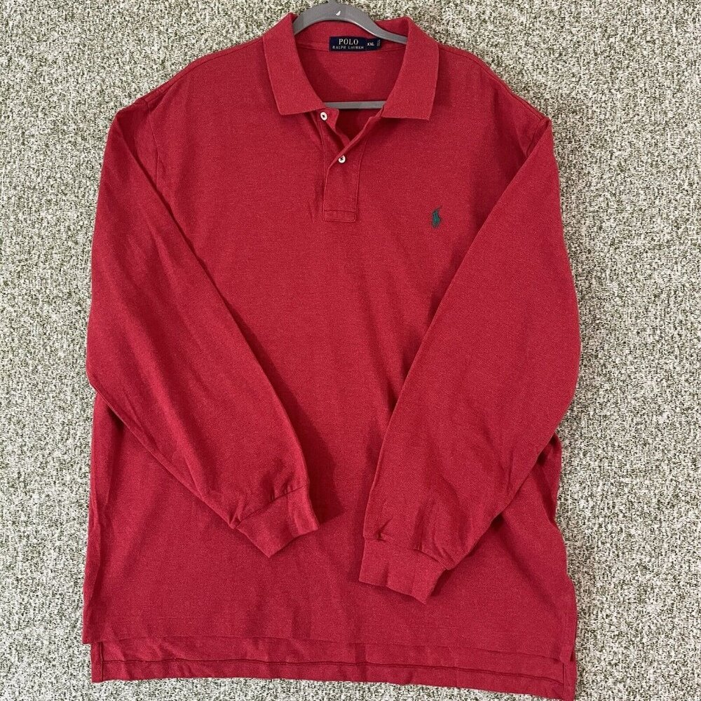 Polo Ralph Lauren Mens Sweater 2XL XXL Brick Red Long Sleeve Pique Casual